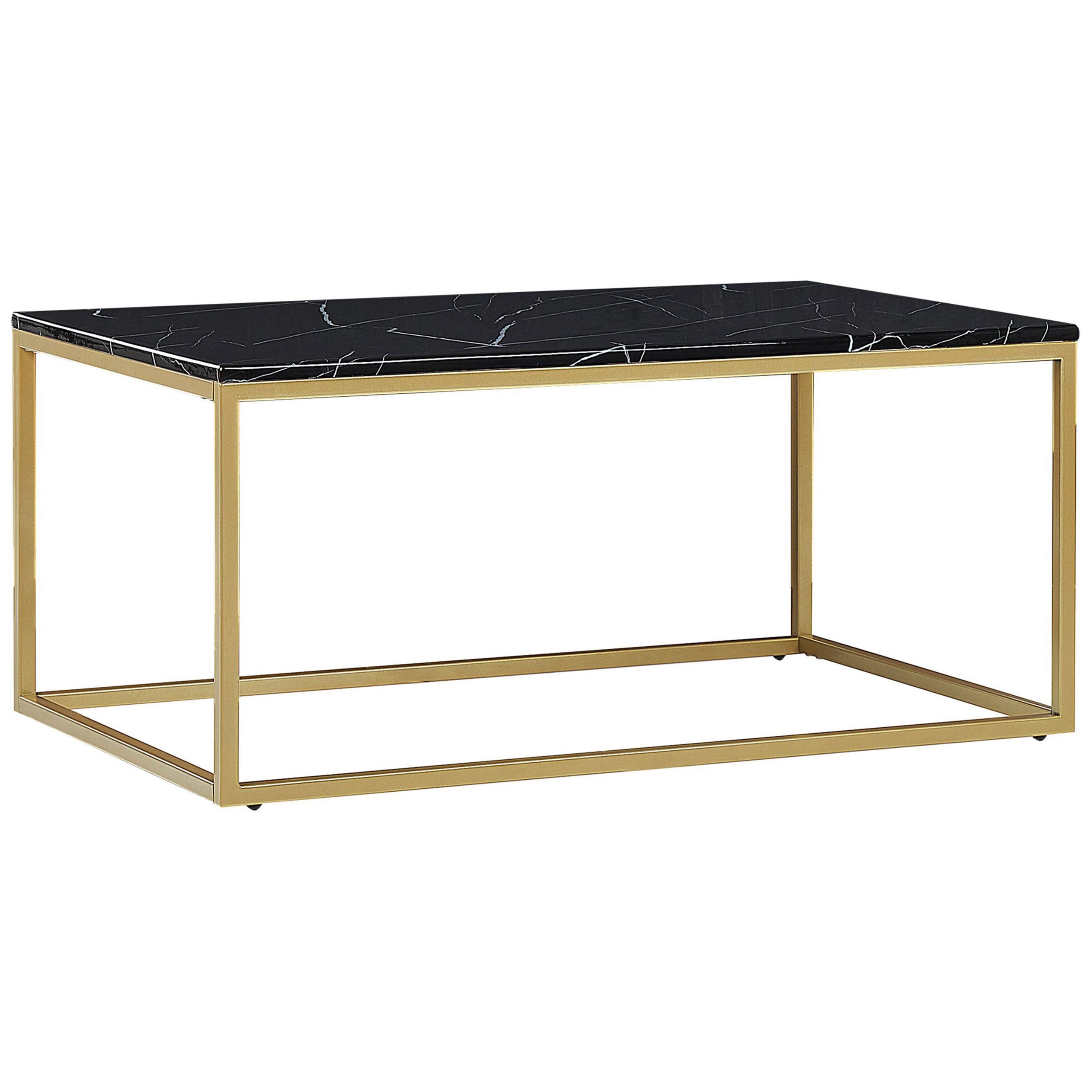 COUCHTISCH Marmor Optik schwarz/gold rechteckig 60/100 cm Delano - Goldfarben/Schwarz, Holzwerkstoff (60/100/45cm) - Beliani