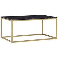 COUCHTISCH Marmor Optik schwarz/gold rechteckig 60/100 cm Delano - Goldfarben/Schwarz, Holzwerkstoff (60/100/45cm) - Beliani