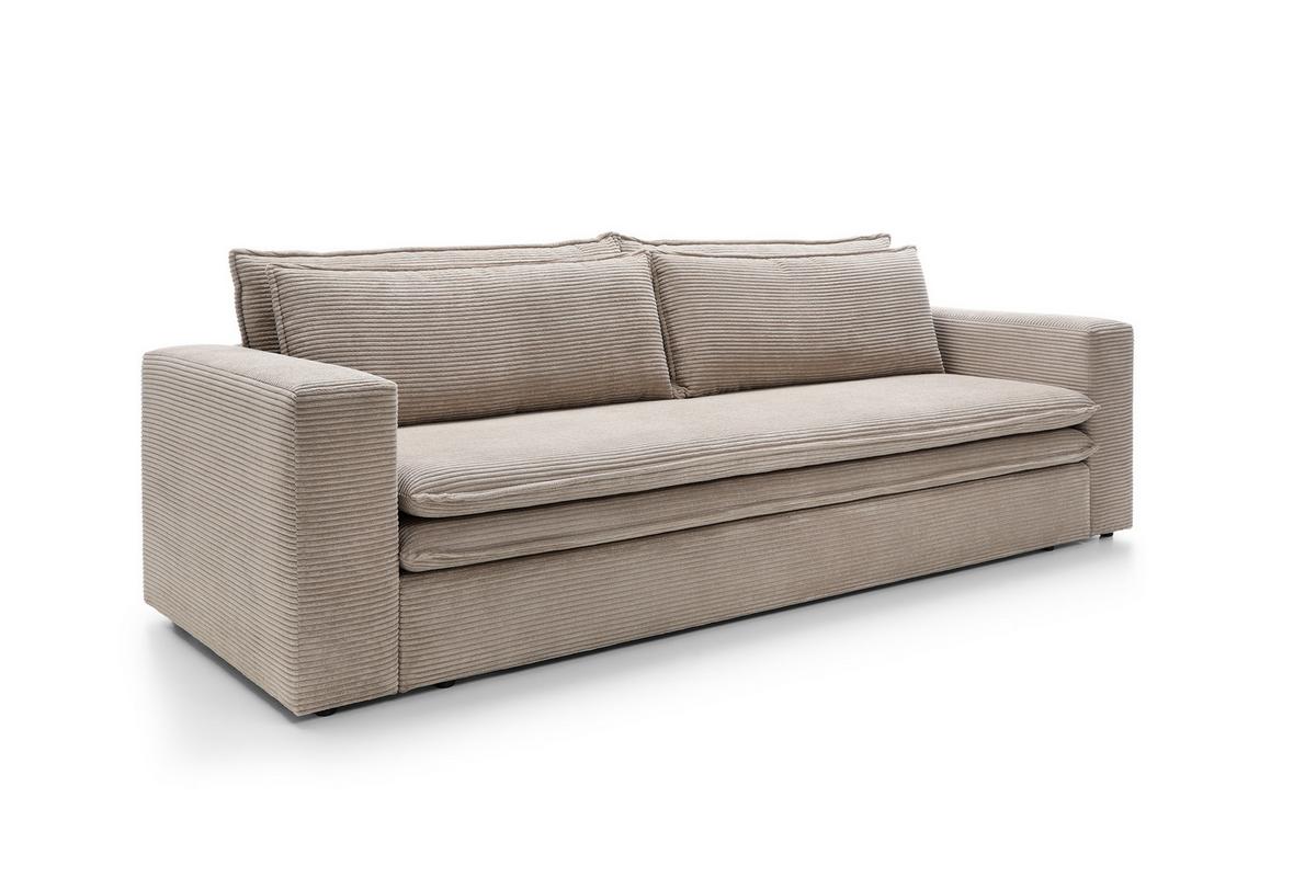BETTSOFA SCORZA Beige Velours-Stoff mit Schlaffunktion - Beige, Textil (95/82/244cm) - MASSENO