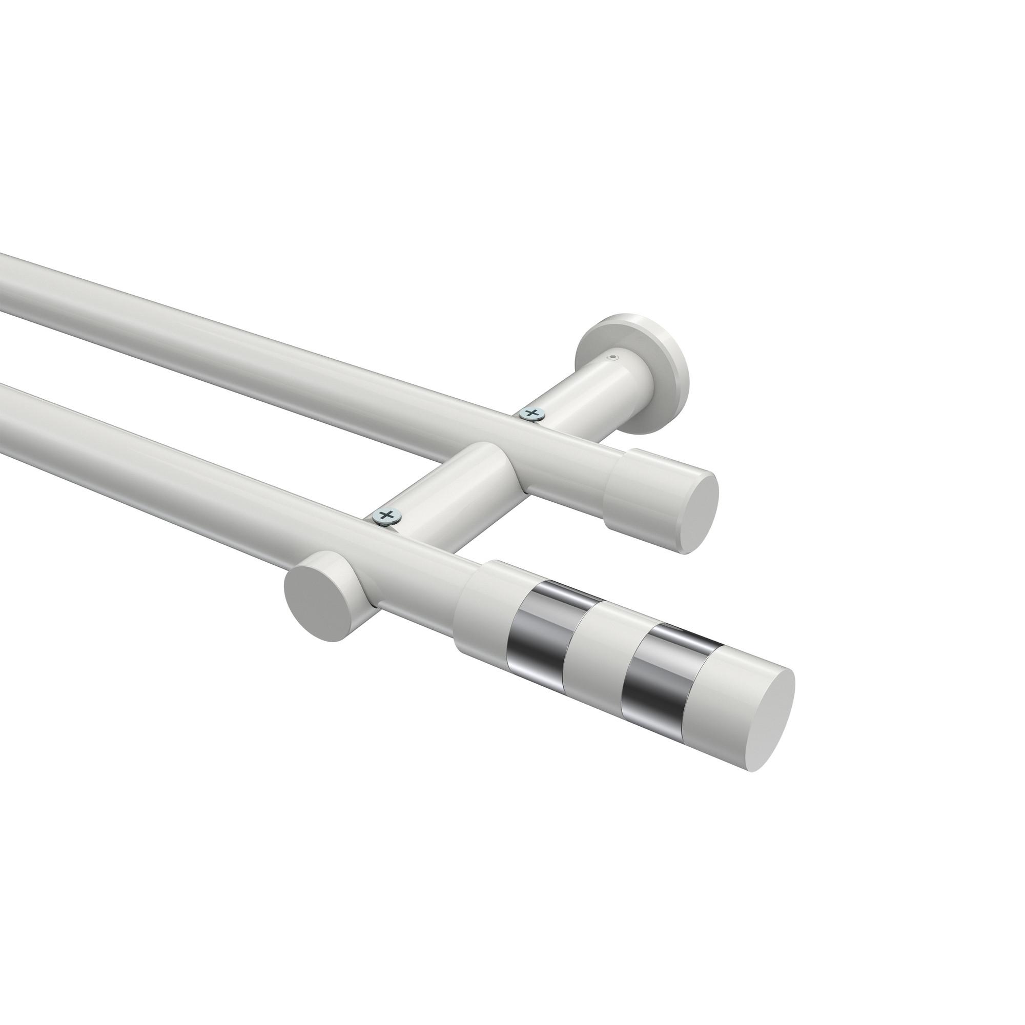 GARDINENSTANGE Platon Mavell 120 cm, 2-läufig (ohne Ringe), 20 mm Ø Weiß - Chromfarben/Weiß, Metall (120cm) - INTERDECO