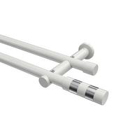 GARDINENSTANGE Platon Mavell 120 cm, 2-läufig (ohne Ringe), 20 mm Ø Weiß - Chromfarben/Weiß, Metall (120cm) - INTERDECO
