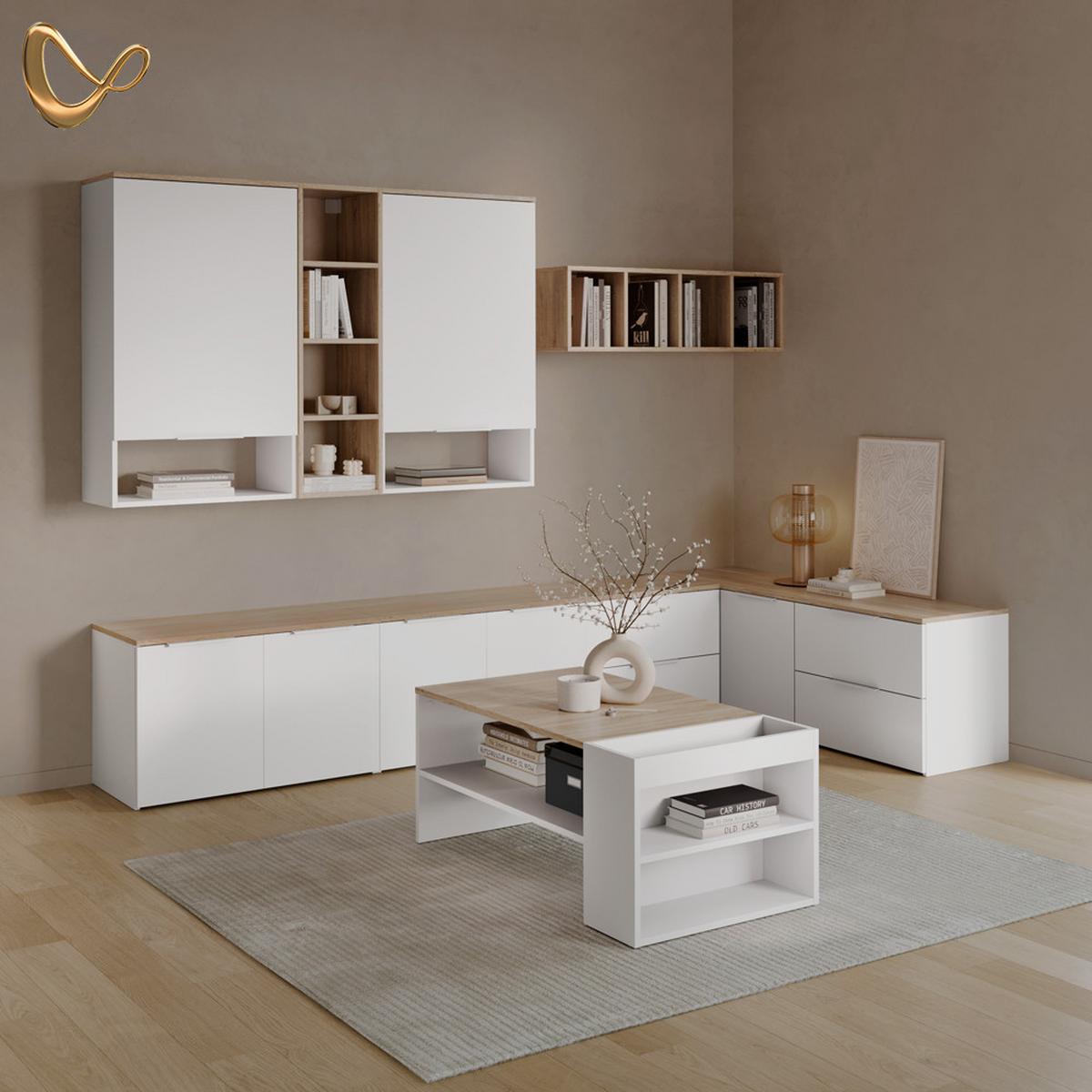 KOMMODE Piave Weiß/Sonoma mit 2 Türen - Weiß/Sonoma Eiche, Holzwerkstoff (80/50/40cm) - Livinity®