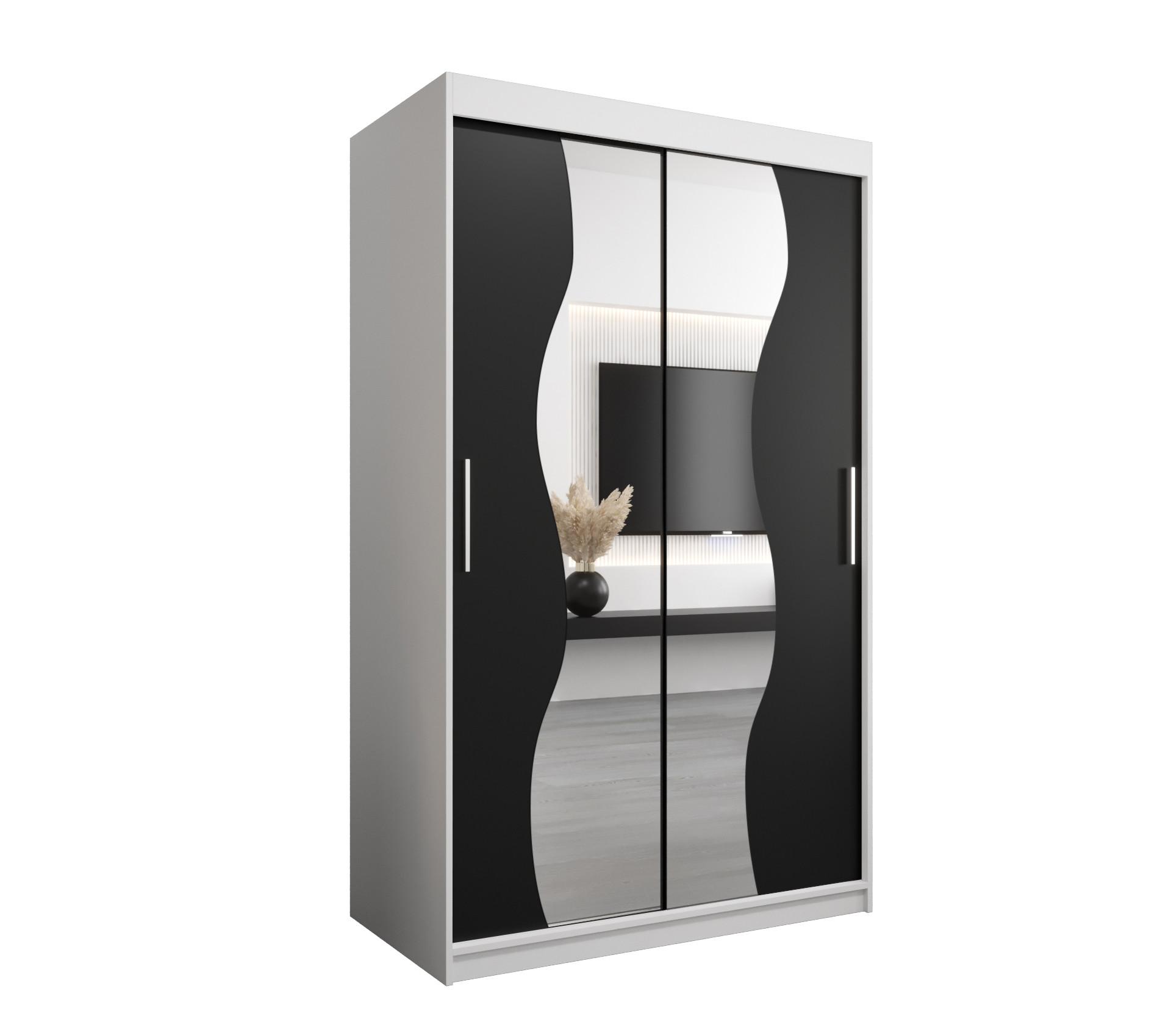 SCHWEBETÜRENSCHRANK 200/120/62 2-türig - Silberfarben/Schwarz, Holz/Kunststoff (120/200/62cm) - MÖBEL KRYSPOL
