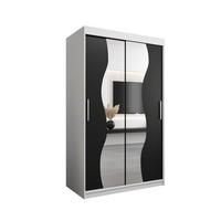 SCHWEBETÜRENSCHRANK 200/120/62 2-türig - Silberfarben/Schwarz, Holz/Kunststoff (120/200/62cm) - MÖBEL KRYSPOL