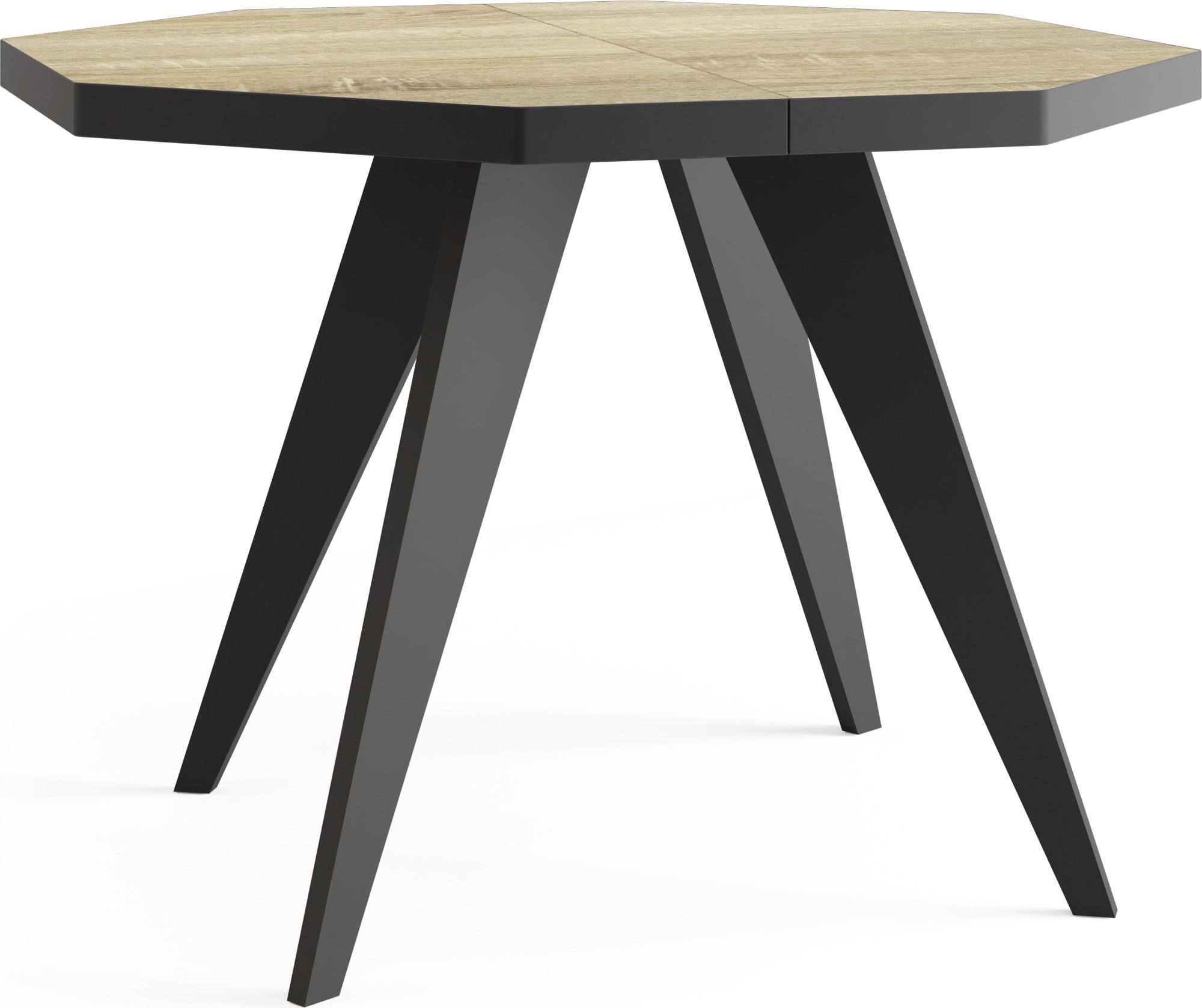 ESSTISCH Diamond Black achteckiger ausziehbarer, Sonoma Eiche 100-200/100/76 cm - Schwarz/Sonoma Eiche, Holz/Holzwerkstoff (100/200/77cm) - WFL GROUP