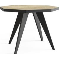 ESSTISCH Diamond Black achteckiger ausziehbarer, Sonoma Eiche 100-200/100/76 cm - Schwarz/Sonoma Eiche, Holz/Holzwerkstoff (100/200/77cm) - WFL GROUP