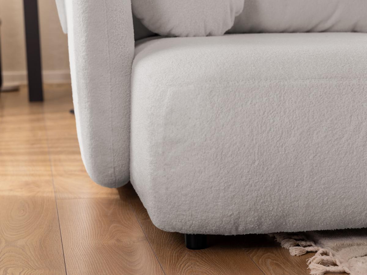 ECKSOFA Candy mit Schlaffunktion Hellgrau Bouclé-Stoff - Ottomane links - Hellgrau/Schwarz, Holz/Kunststoff (230/146cm) - S-Style Möbel