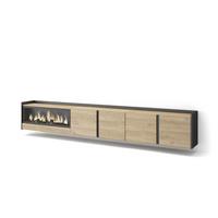 LOWBOARD, Eiche und Schwarz, 315/35/50cm, Kamin mit Feuereffekt XXL - Eichefarben, Holzwerkstoff (315/50/35cm) - Skraut Home