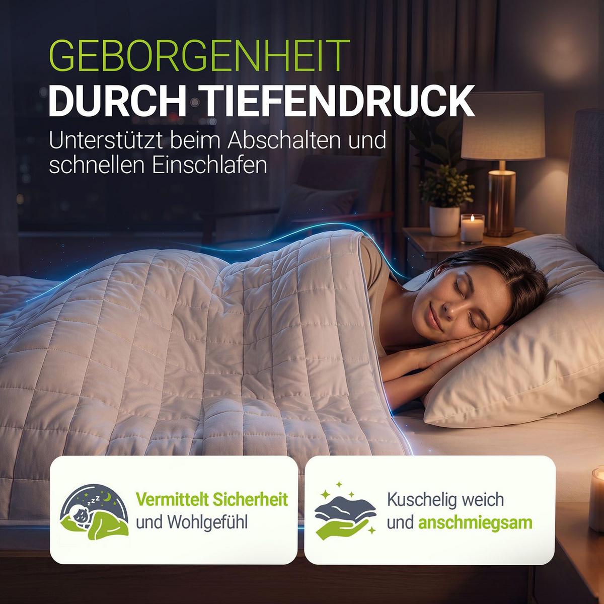 GEWICHTSDECKE Anti Stress Bettdecke 135x200 cm 9 kg - Weiß, Textil (135/200cm) - Juskys