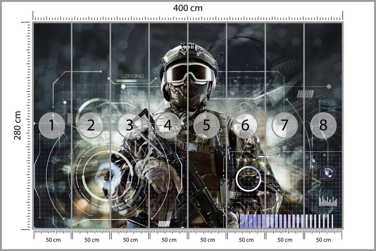 FOTOTAPETE für Jugendzimmer Futuristischer Soldat Krieger 400x280 - Braun/Grau, Papier (400/280cm) - Muralo
