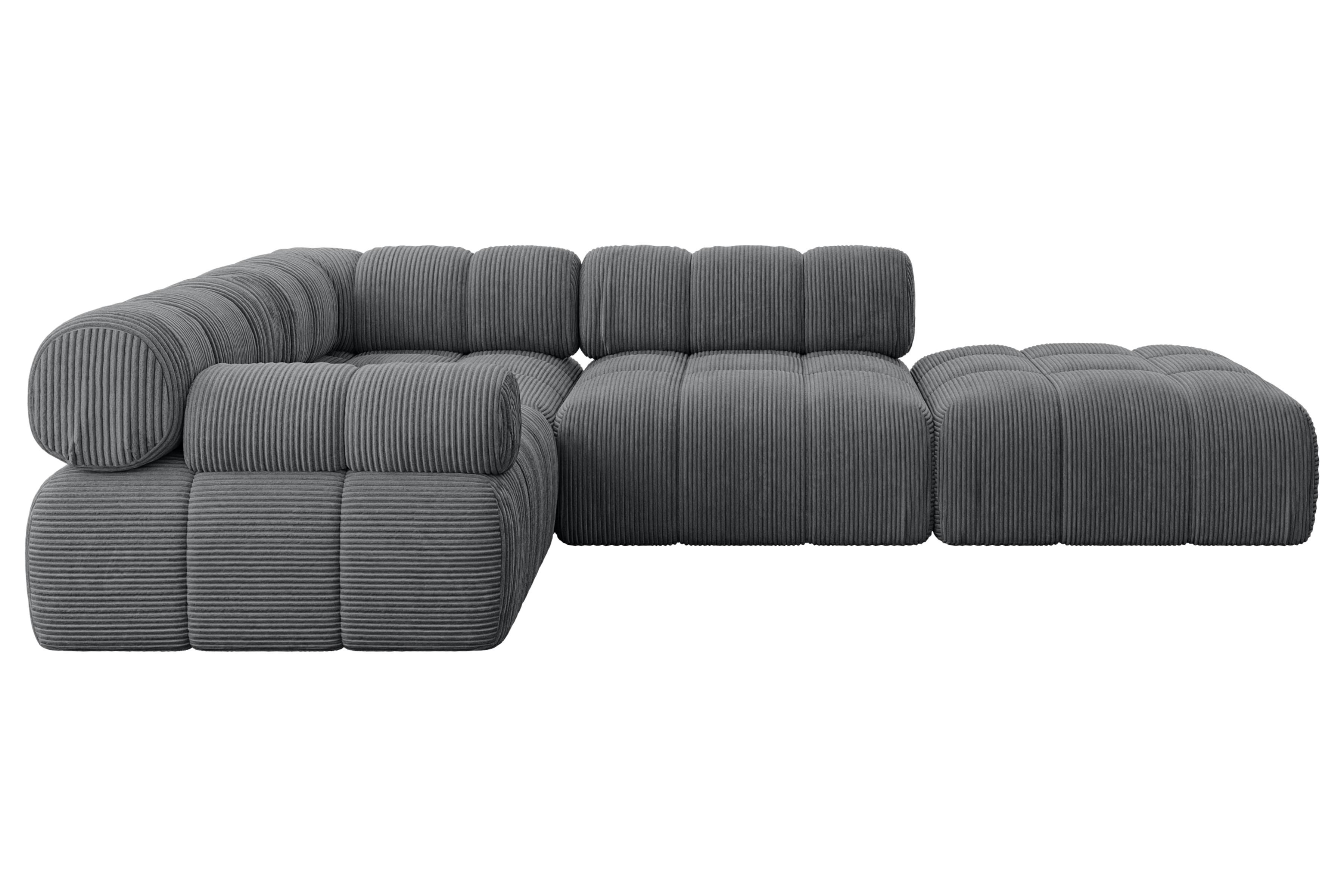 ECKSOFA modulares Sofa Felto-L1 - 285x190x70 cm Dunkelgrau Cord - Dunkelgrau, Holzwerkstoff/Textil (285/190cm) - ALTDECOR