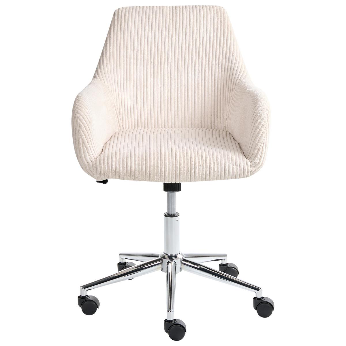 BÜROSTUHL Cord Hellbeige Wellston - Beige/Silberfarben, Textil/Metall (55/80/55cm) - Beliani