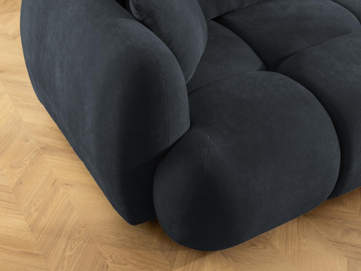 ECKSOFA Loretto aus natürlichem Schwarz Webstoff mit Schlaffunktion, Bettkasten und tiefen Steppungen in Bubble-Optik - Schwarz, Holz/Kunststoff (275/180cm) - S-Style