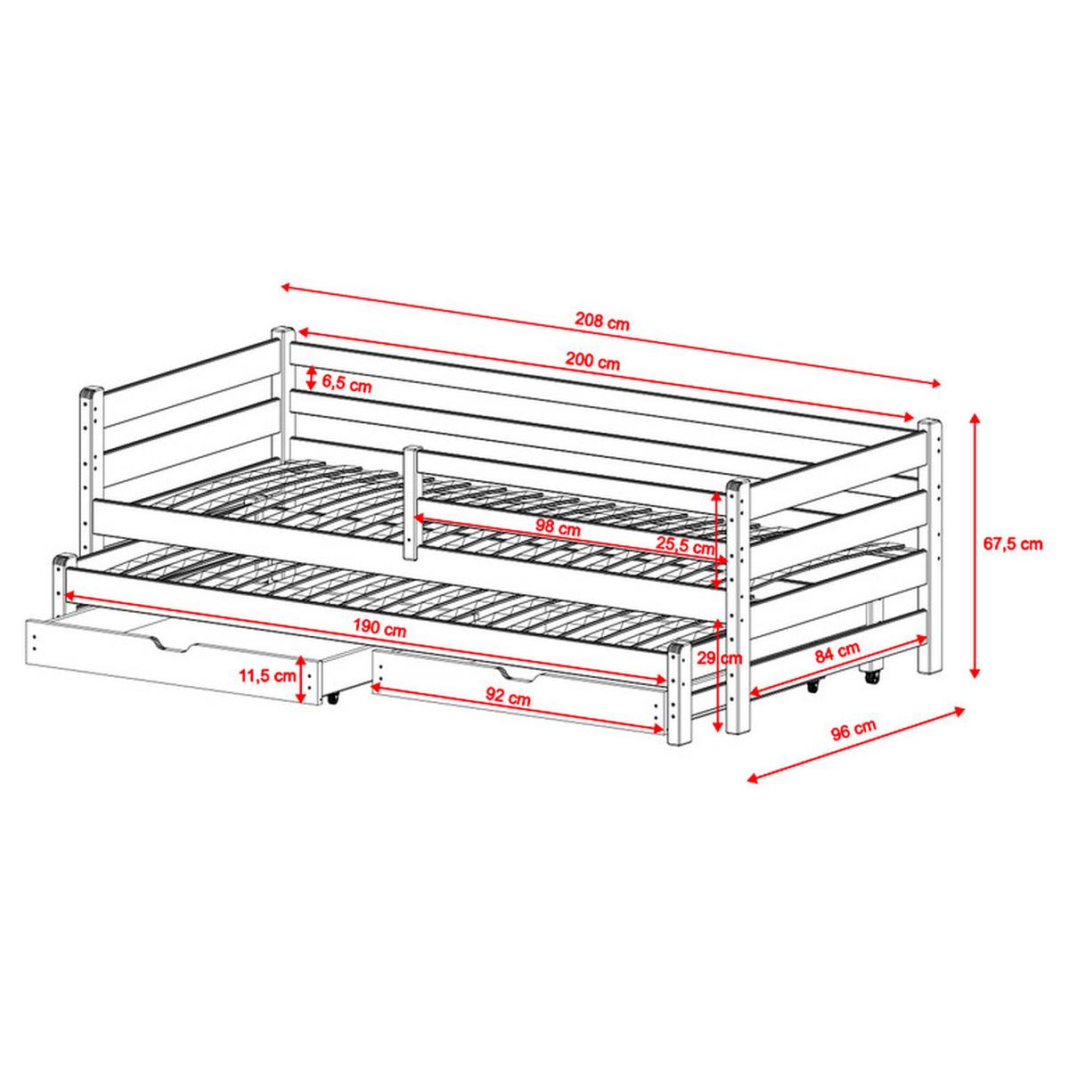 BETT 90/200 Abi Weiß - Weiß, Holzwerkstoff (90/200cm) - Petits-meubles