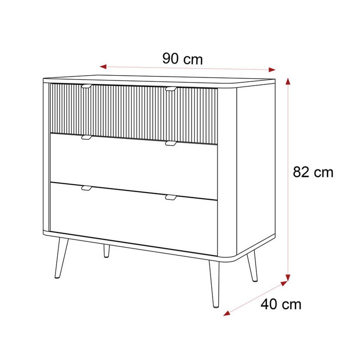 KOMMODE NAVANI 90 cm, 3 Schublade(n) Kaschmir / Grau - Schwarz/Grau, Holzwerkstoff/Metall (90/82/40cm) - Idohome
