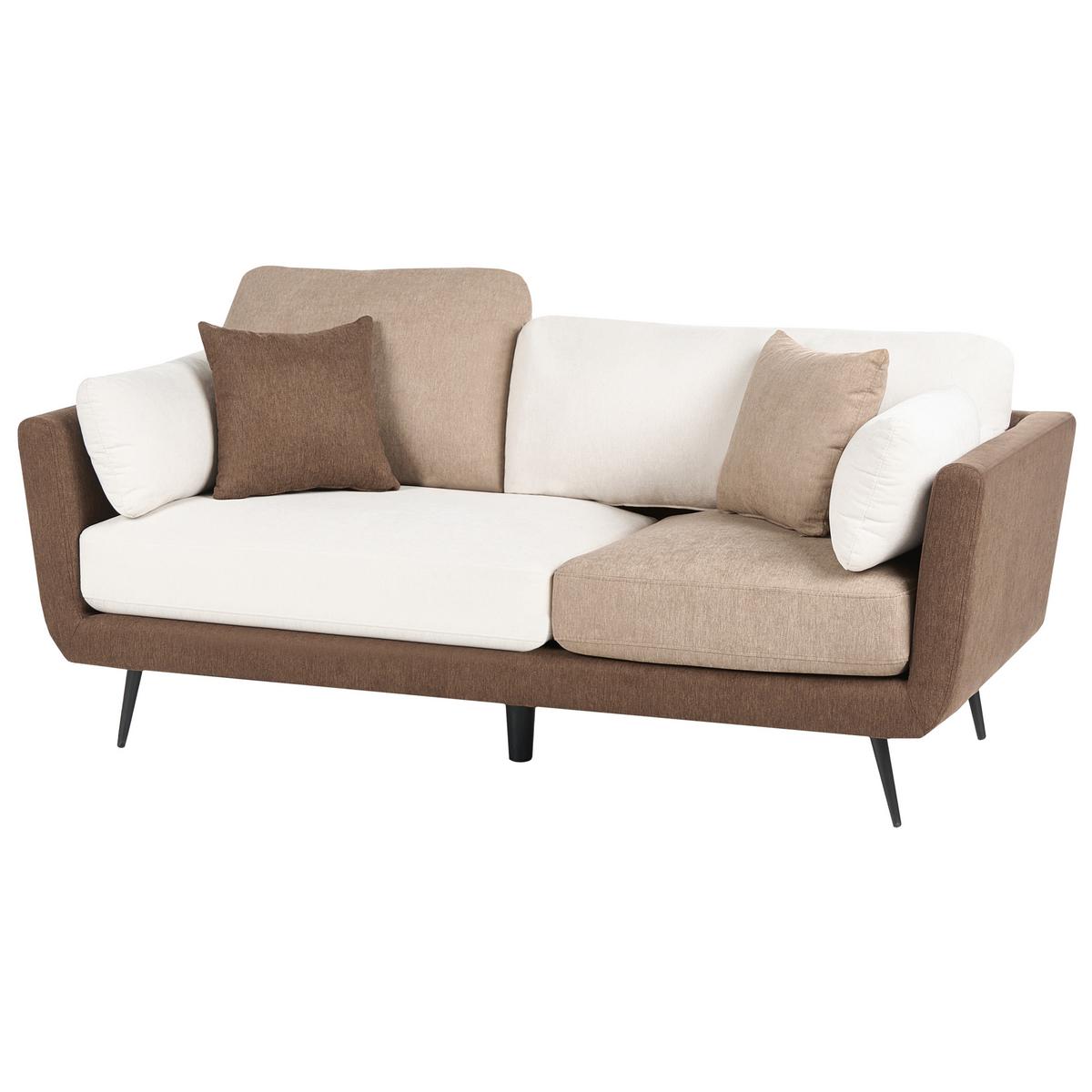 SOFA-SET 4-Sitzer Stoff Braun Bolga - Hellbraun/Braun, Textil (185/89/83cm) - Beliani