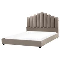BETT mit Lattenrost 160/200 cm Taupe Vincennes - Taupe/Schwarz, Textil (160/200cm) - Beliani