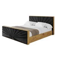 POLSTERBETT mit Bettkasten, Fußteil und Lattenrost, Boxbett mit Matratze H3/H4 - ENZO6-Z 200x200 Schwarz - Schwarz, Holzwerkstoff/Textil (200/200cm) - ALTDECOR