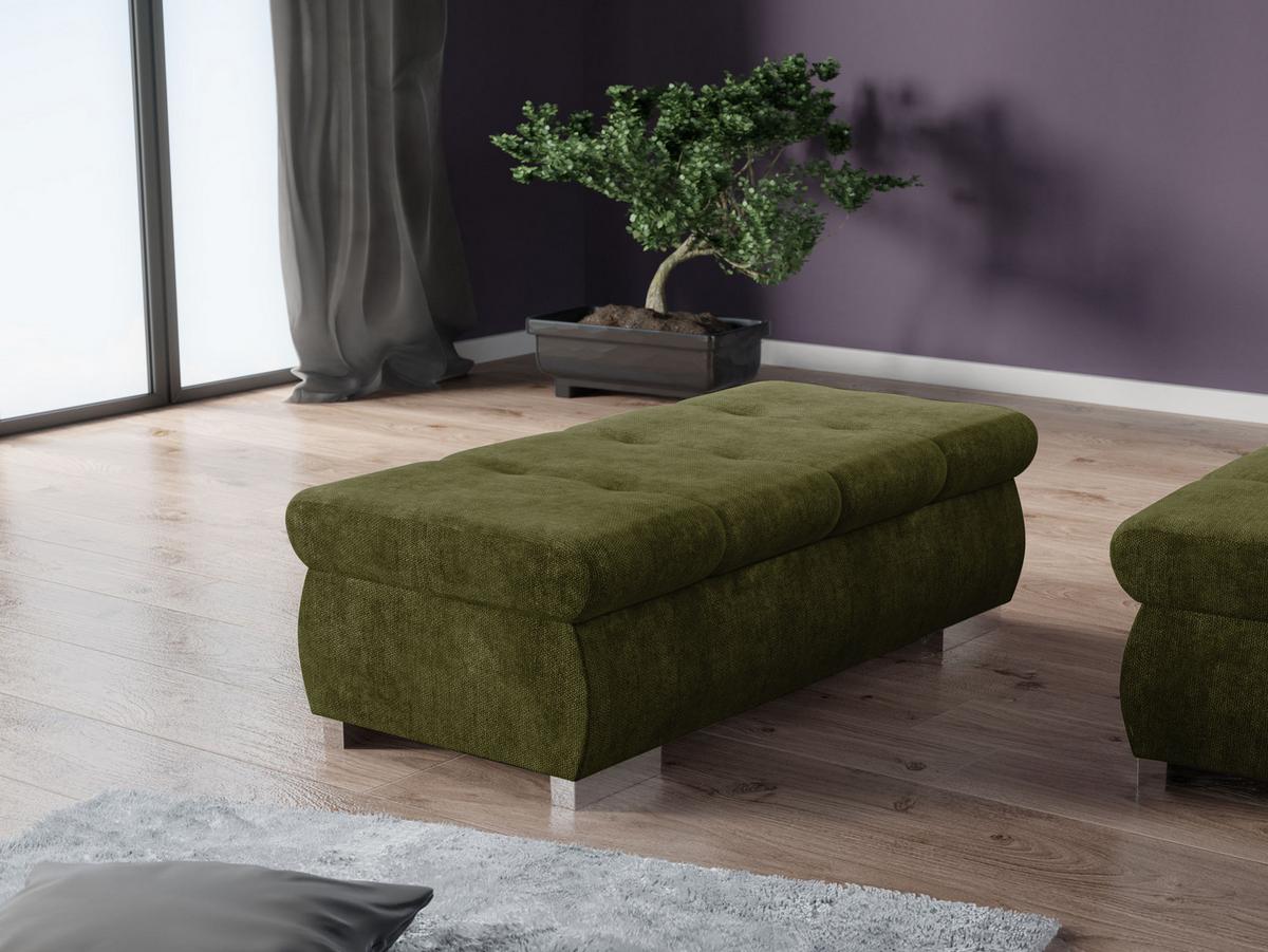POLSTERHOCKER Orkan Groß - Silberfarben/Grün, Holz/Textil (120/39/60cm) - MIRJAN24