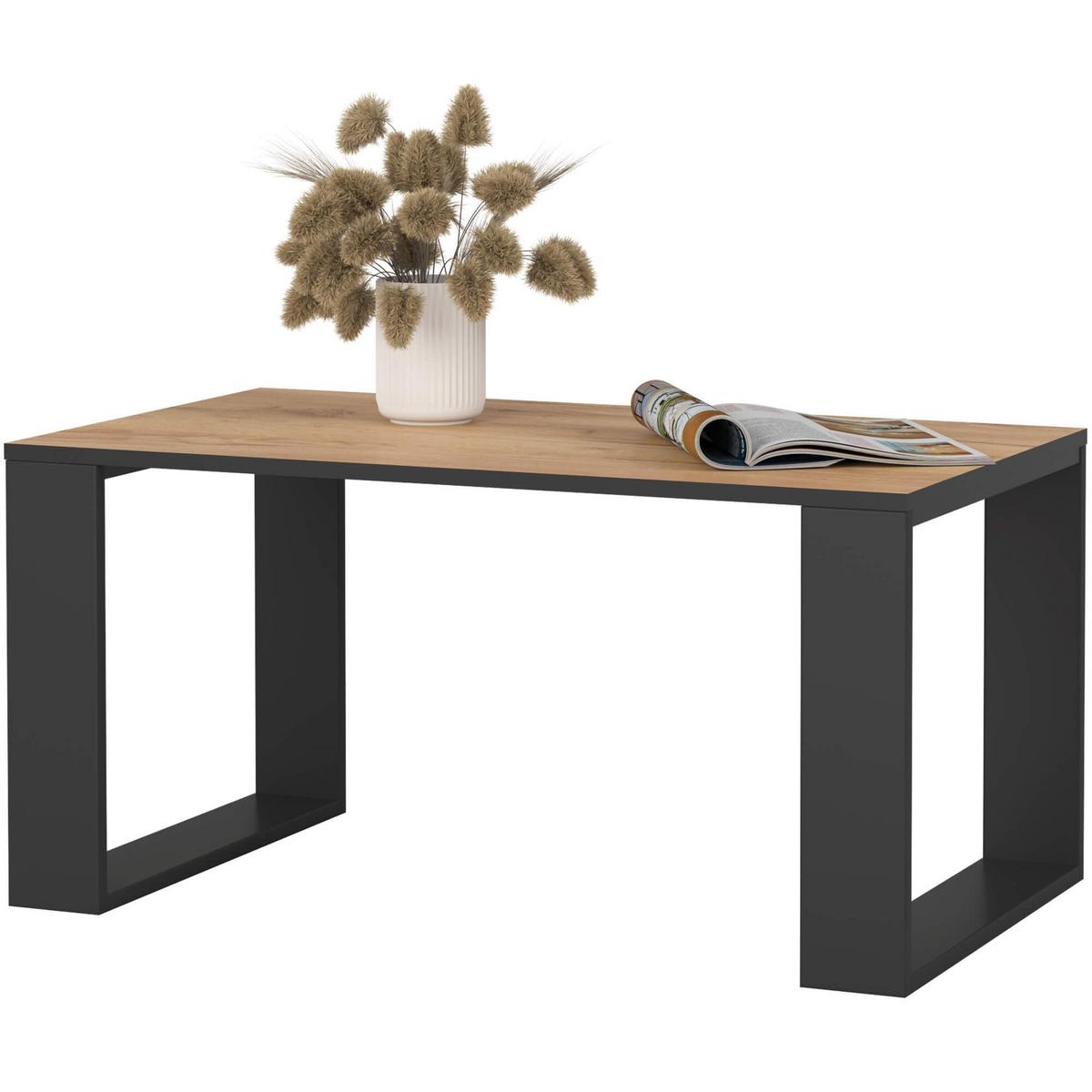 COUCHTISCH Eiche Craft, Schwarz 45/92/53 - Schwarz, Textil (53/92/45cm) - RAUMHIRSCH FURNITURE