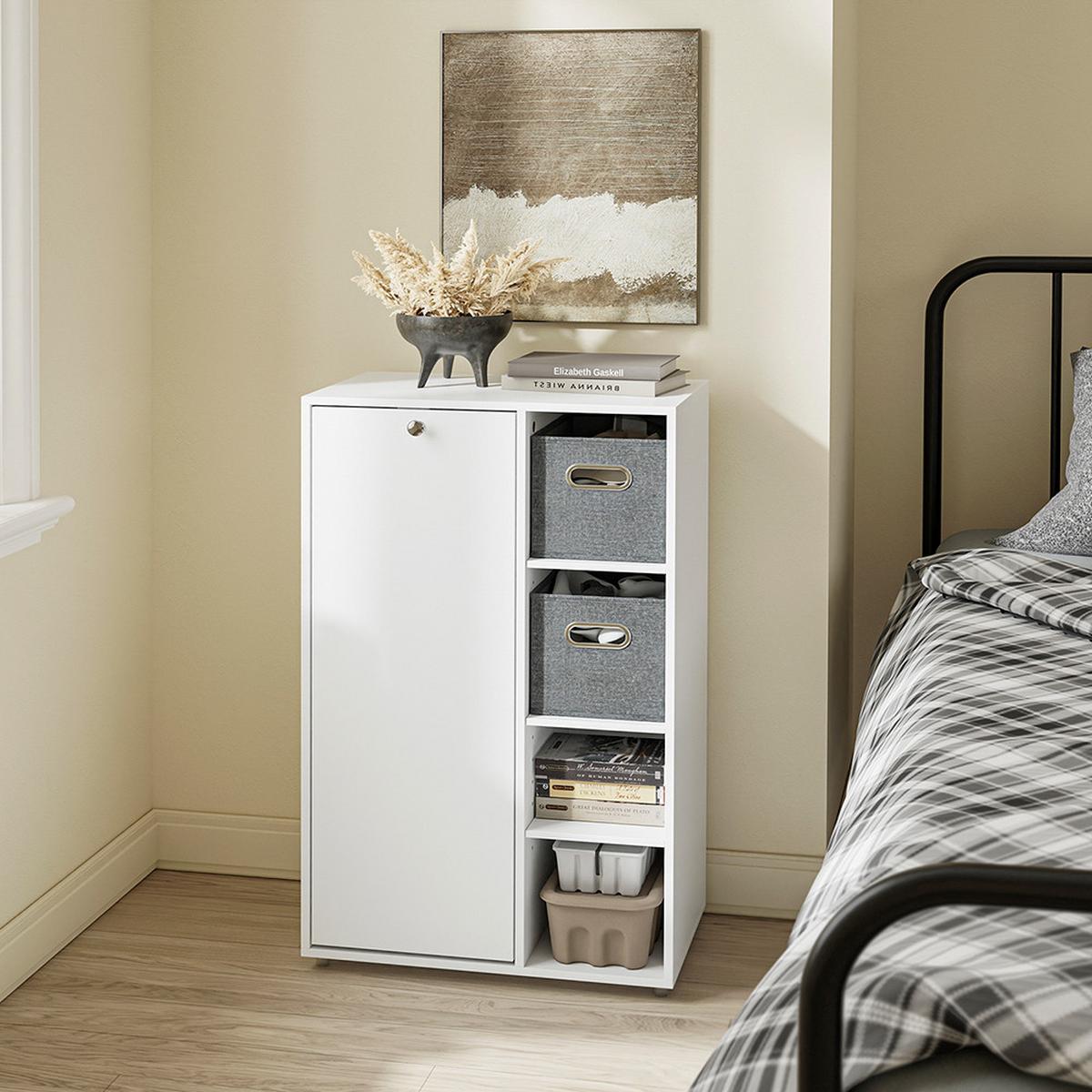 HOCHSCHRANK mit offenen Fächern und Tür BZR218-W - Ahornfarben, Fell (50/85/30cm) - SoBuy