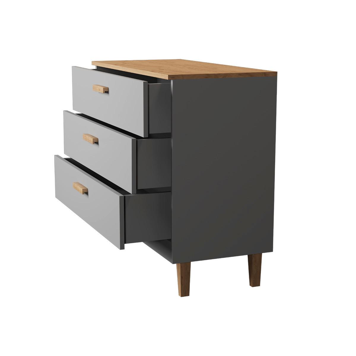 KOMMODE Denver Grau - Grau, Holzwerkstoff (100/90/47cm) - Petits-meubles