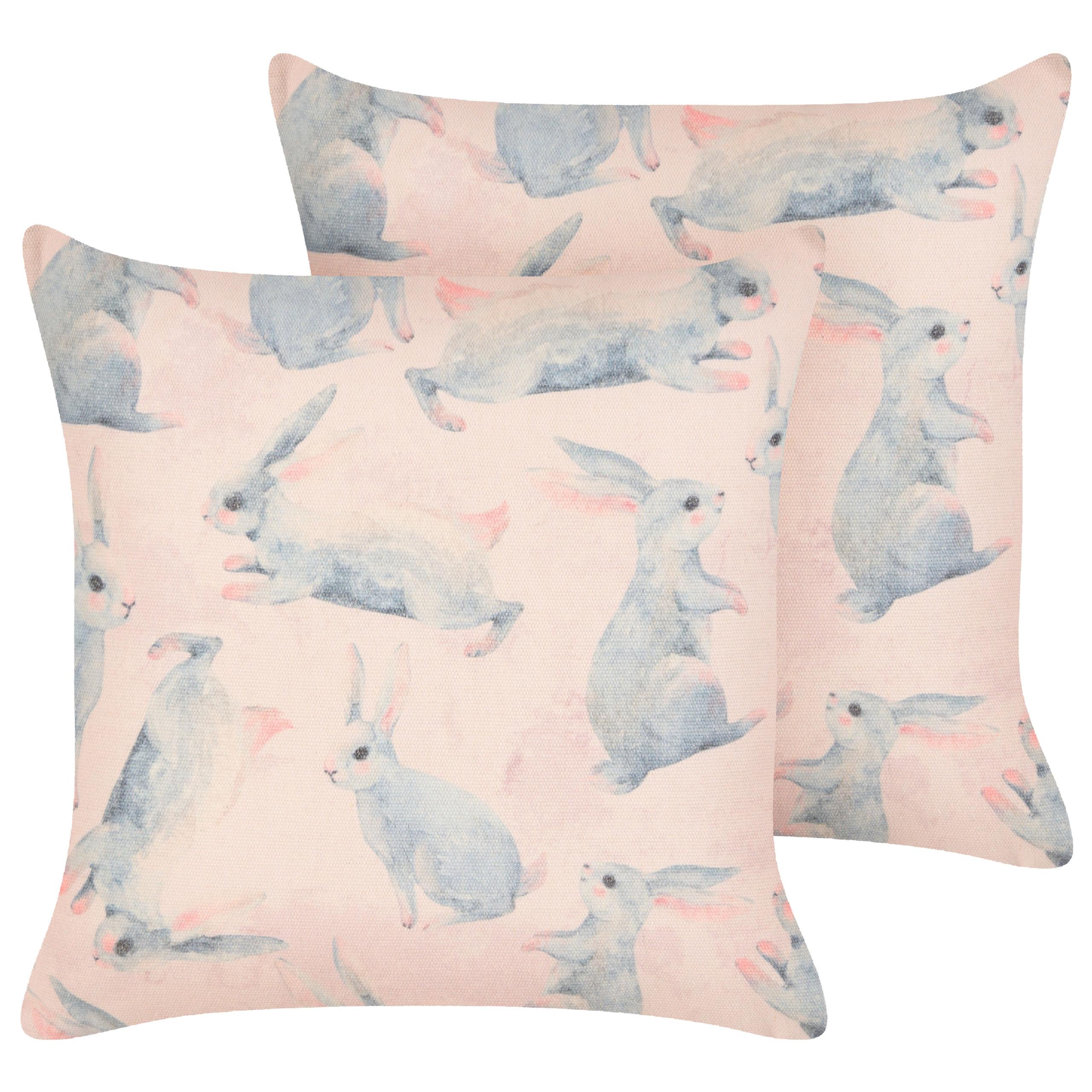 DEKOKISSEN 2er-Set Rosa 45/45 cm Ratibida - Pink, Naturmaterialien/Textil (45/45cm) - Beliani