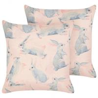 DEKOKISSEN 2er-Set Rosa 45/45 cm Ratibida - Pink, Naturmaterialien/Textil (45/45cm) - Beliani