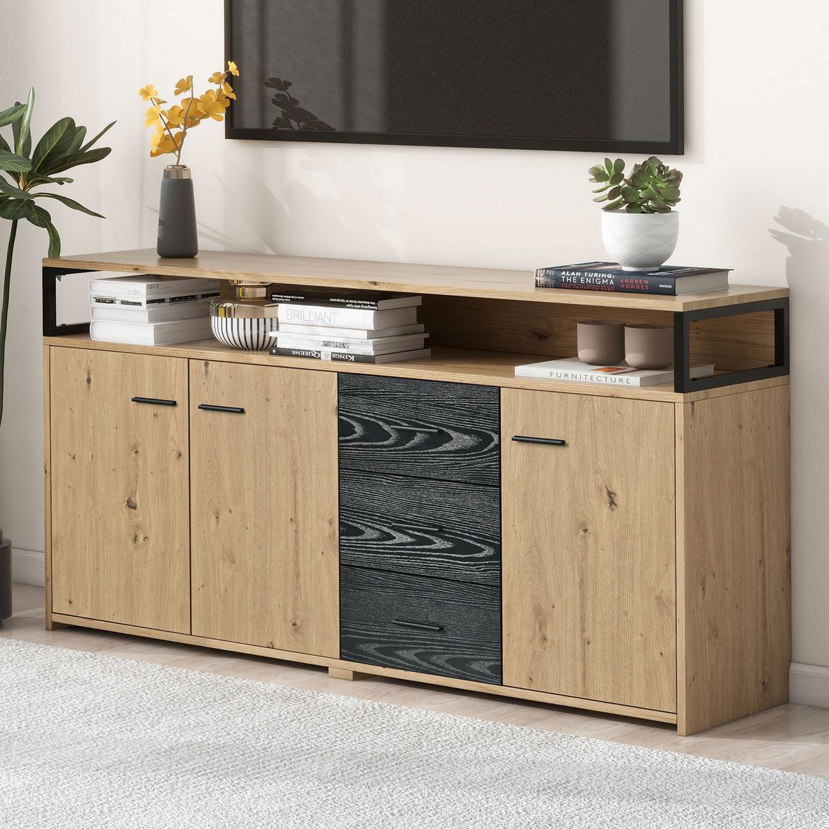 SIDEBOARD Holzeffekt 150/35/75,9 cm - Braun, Holzwerkstoff/Metall (35/76/150cm) - Urban Meuble