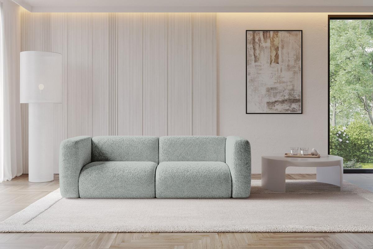 MODULARES Sofa 2-SITZER MIRA-S1 228x89x70 Grün cm Velours - Schwarz/Hellgrün, Holzwerkstoff/Kunststoff (228/70/89cm) - ALTDECOR