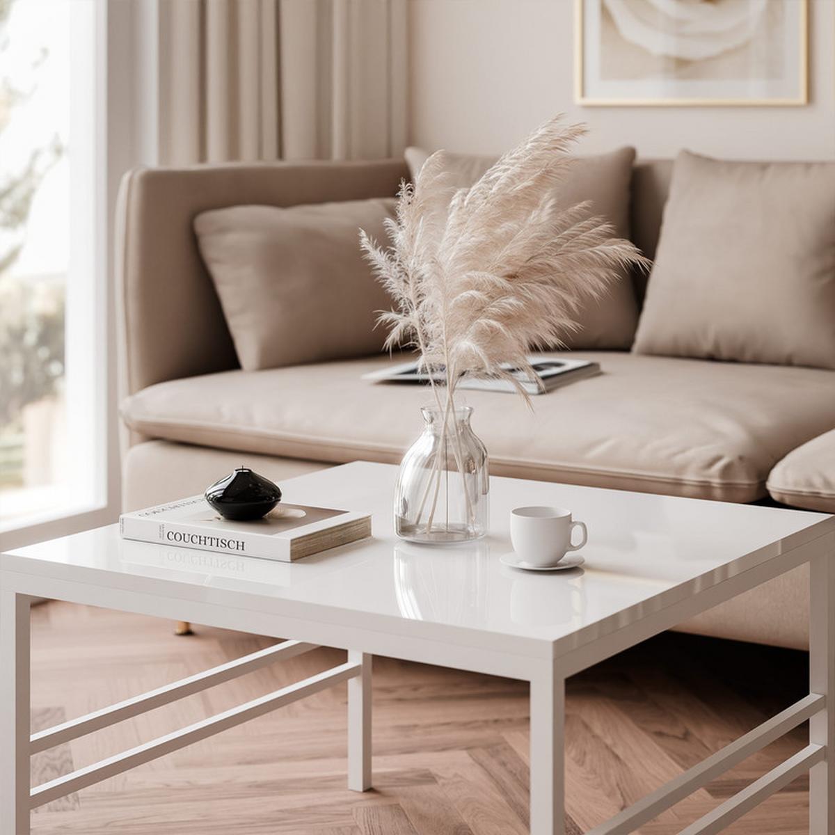 COUCHTISCH FORMA 60/60 cm Quadrat, Weiß Hochglanz - Weiß Hochglanz/Weiß, Metall (60/60/40cm) - Idohome