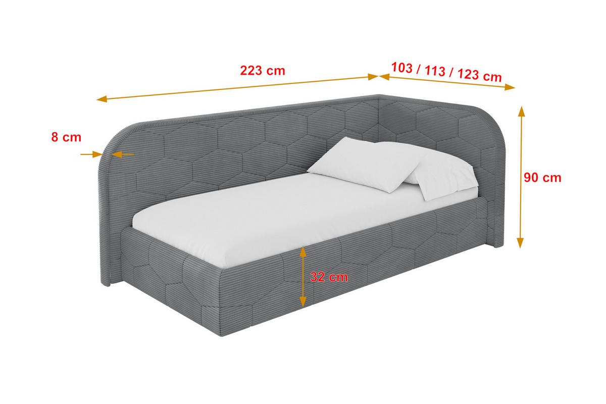 EINZELLBETT Jugendbett mit Bettkasten und Matratze H3/H4, Links - JAXY 100x200 Dunkelgrau - Graphitfarben, Holzwerkstoff/Textil (100/200cm) - ALTDECOR