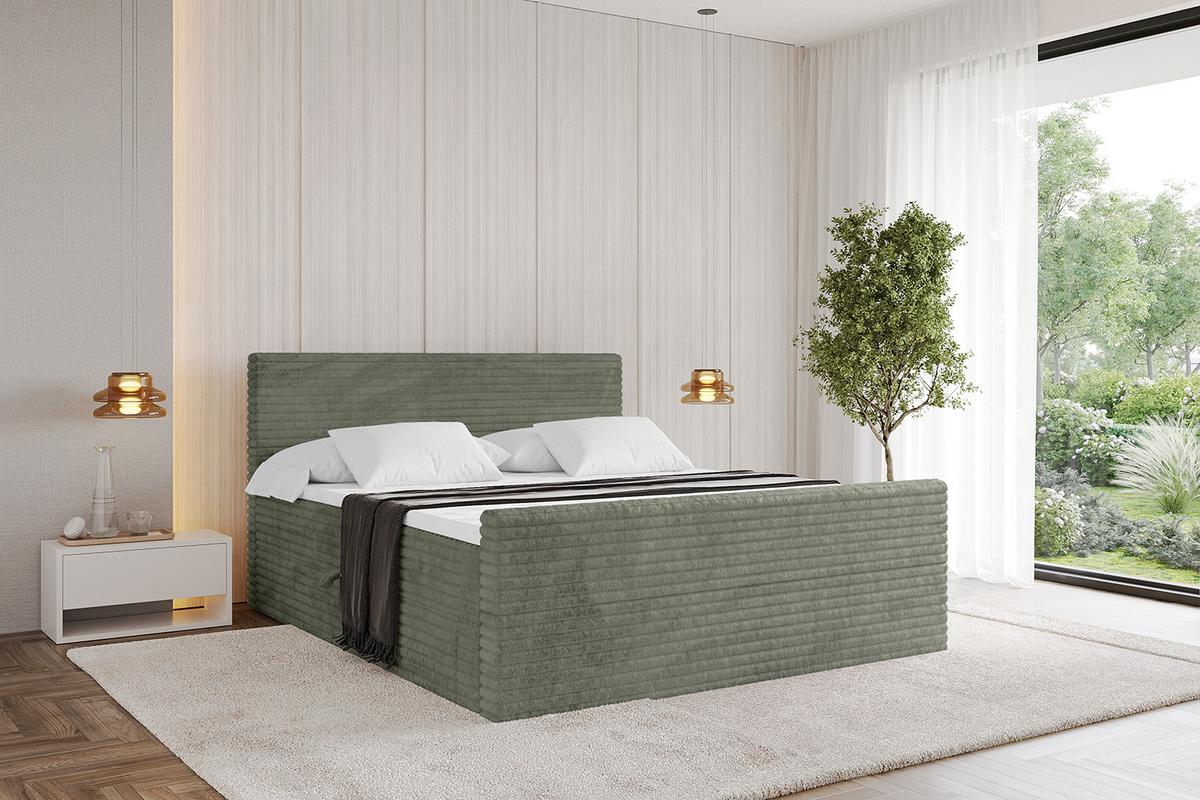 BOXBETT mit Matratze H3 und Lattenrost - TOLO-Z-v1 - 160x200 Cord - Olive - Olivgrün, Holzwerkstoff (160/200cm)