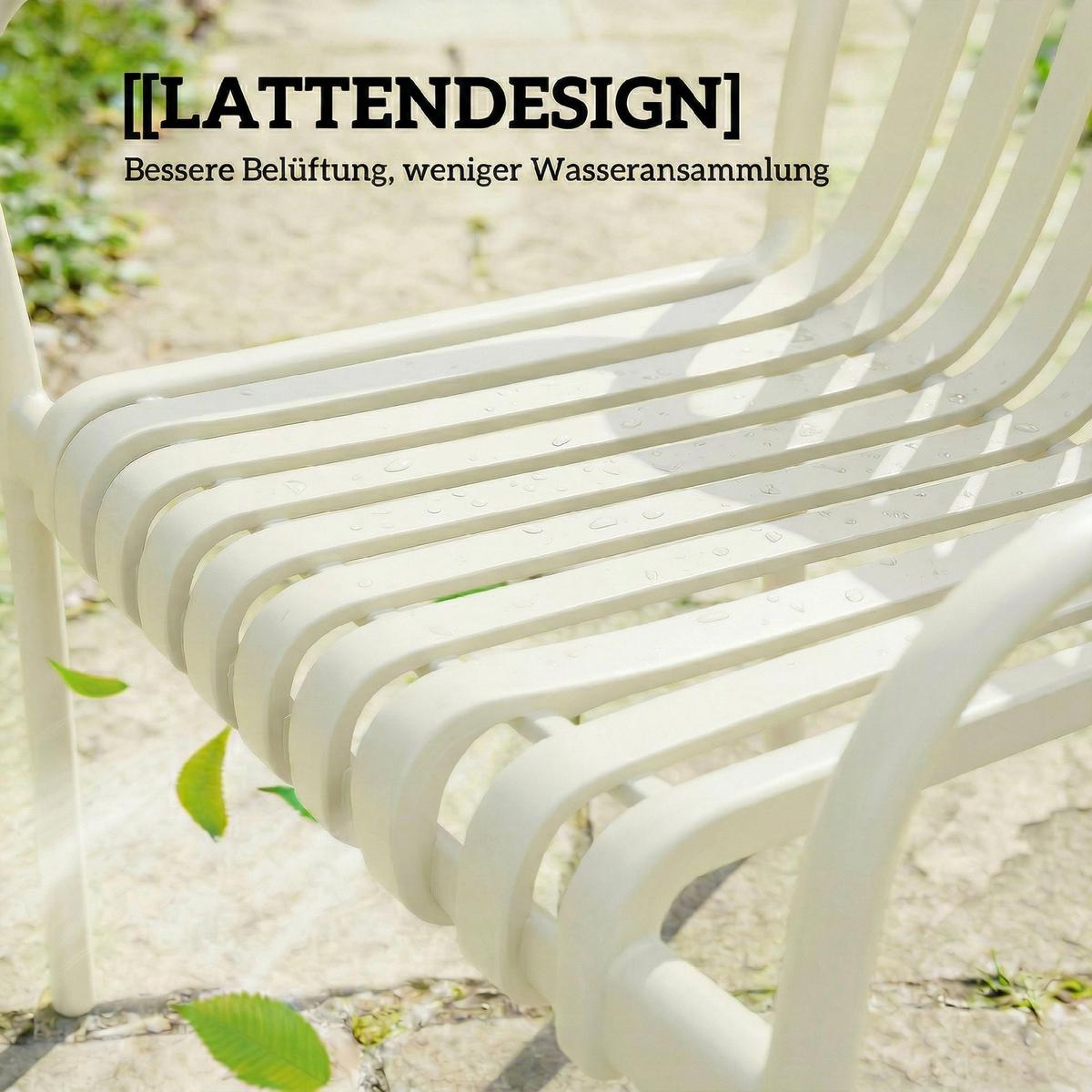 GARTENSTÜHLE 4er Set Kunststoff Cremeweiß - Creme, Kunststoff (55/81.5/58.5cm) - Outsunny