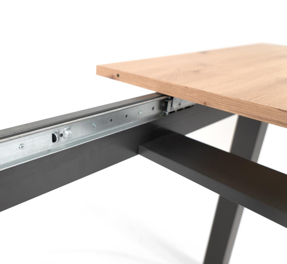 ESSTISCH Sonoma Eiche, Anthrazit Industrial, Küchentisch ausziehbar 160 x 200 cm, bis 8 Personen - Anthrazit/Sonoma Eiche, Holzwerkstoff (90/160/75cm) - Furn.Design
