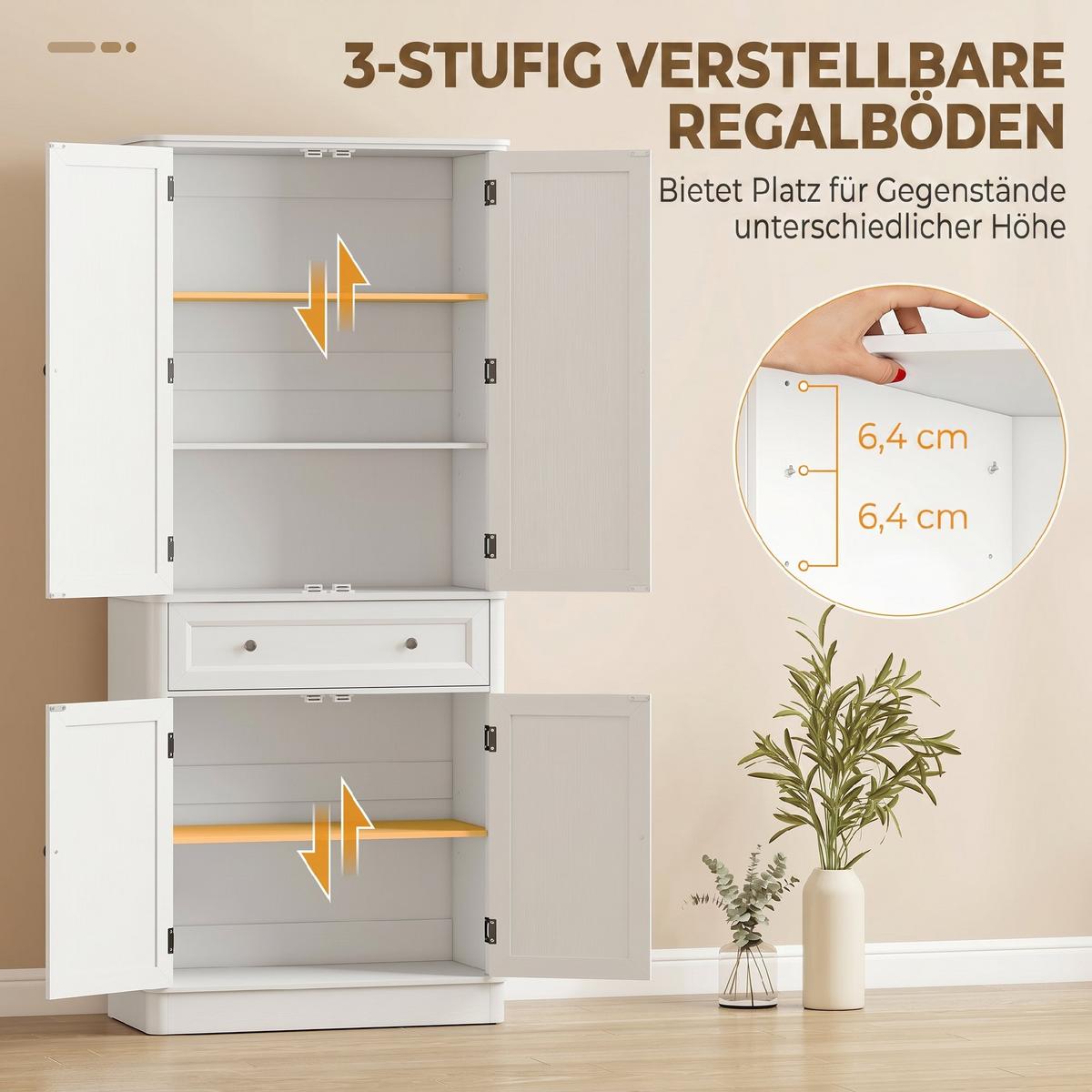 KÜCHENSCHRANK MDF Weiß - Weiß, Holzwerkstoff (39.5/186.4/80cm) - HOMCOM