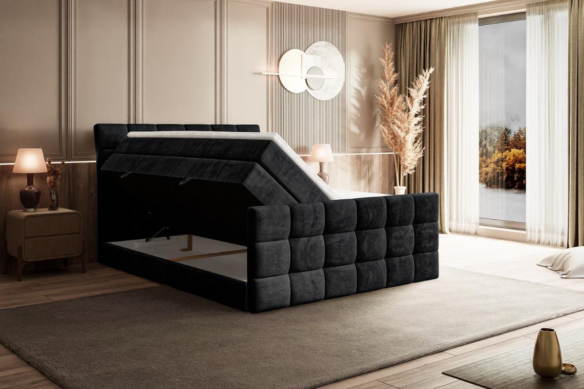 BOXSPRINGBETT BRUGO-Z KING - 180 x 200 - H3/H4 - Schwarz - Schwarz, Holzwerkstoff (180/200cm) - ALTDECOR