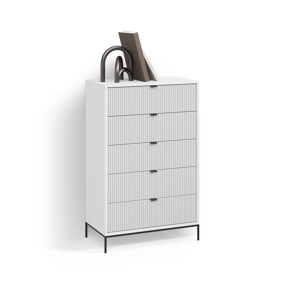 KOMMODE Aterno Weiß 76 x 120 cm mit 5 Schubladen - Weiß, Holzwerkstoff (76/120/42cm) - Livinity®