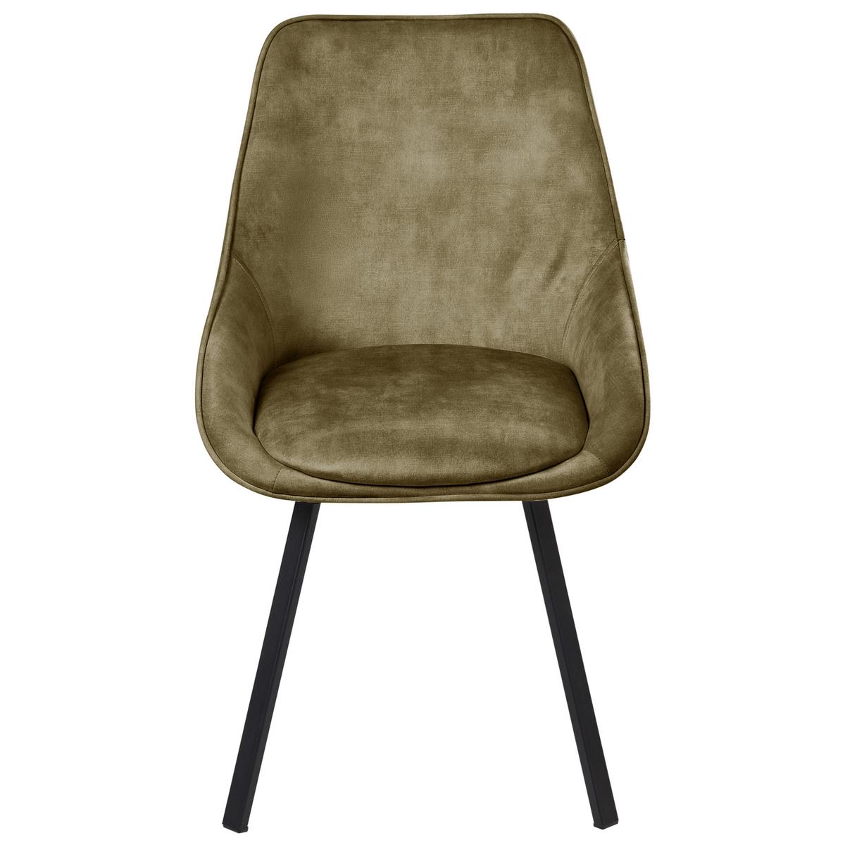 ESSZIMMERSTUHL 2er Set drehbar Samtstoff Grün Terlton - Schwarz/Grün, Textil/Metall (52/89/54cm) - Beliani