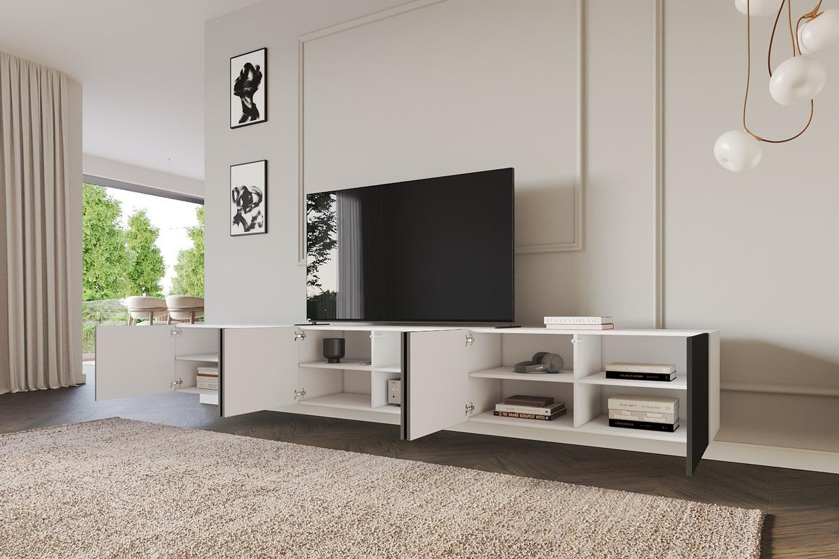 LOWBOARD ELIO-W 3x100x40x40 cm - Weiß / Schwarz - Weiß, Holzwerkstoff (300/40/40cm) - ALTDECOR