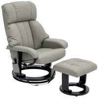 RELAXSESSEL mit Fußhocker, Massagesessel mit Liegefunktion Fernbedienung Grau - Greige/Schwarz, Kunststoff/Metall (80/102/76cm) - HOMCOM