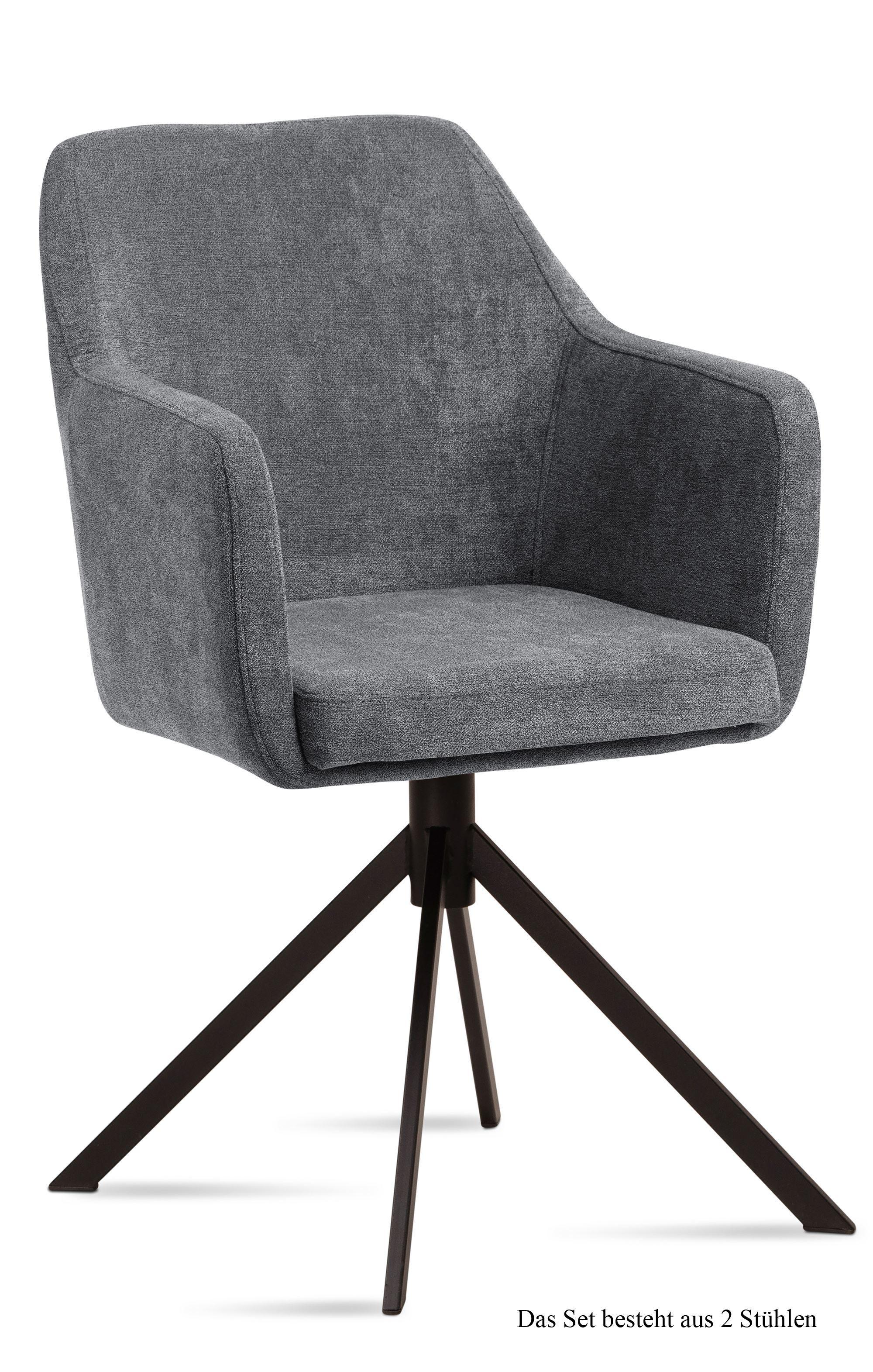 ARMLEHNSTUHL (2er-Set) Dulcy 57x87x60 Schwarz/Grau - Schwarz/Grau, Kunststoff (60/87/57cm) - 58aufmkessel