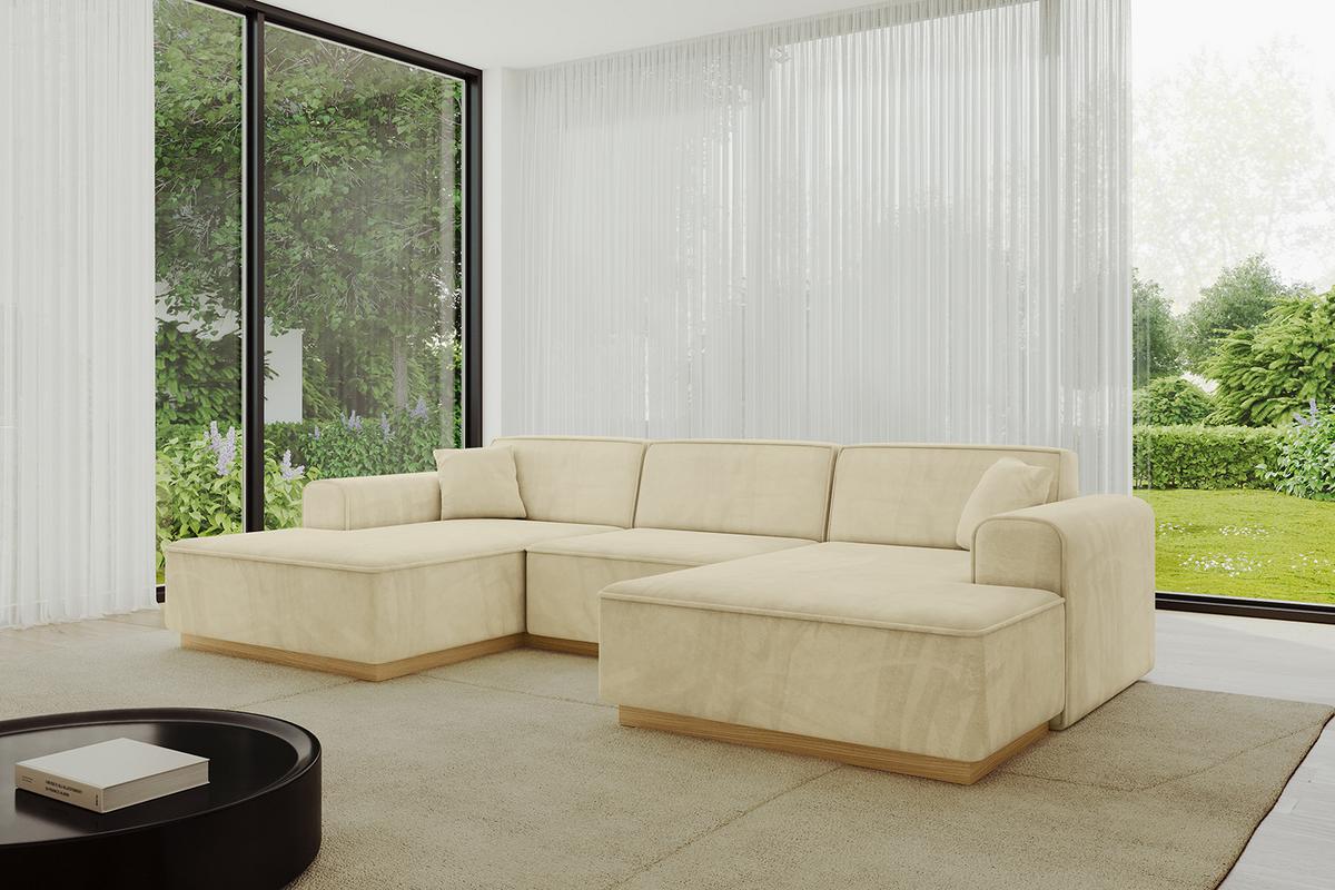 WOHNLANDSCHAFT IREA-U1-v2 - 301x165x80 cm Beige - Taupe, Holzwerkstoff/Textil (301/80/165cm) - ALTDECOR