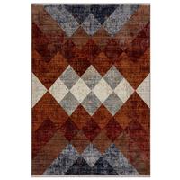 TEPPICH mit Fransen OGMORE, geometrisch, Rot-Blau, 80 x 154 cm - Rot, Textil (154/80cm) - KADIMA DESIGN