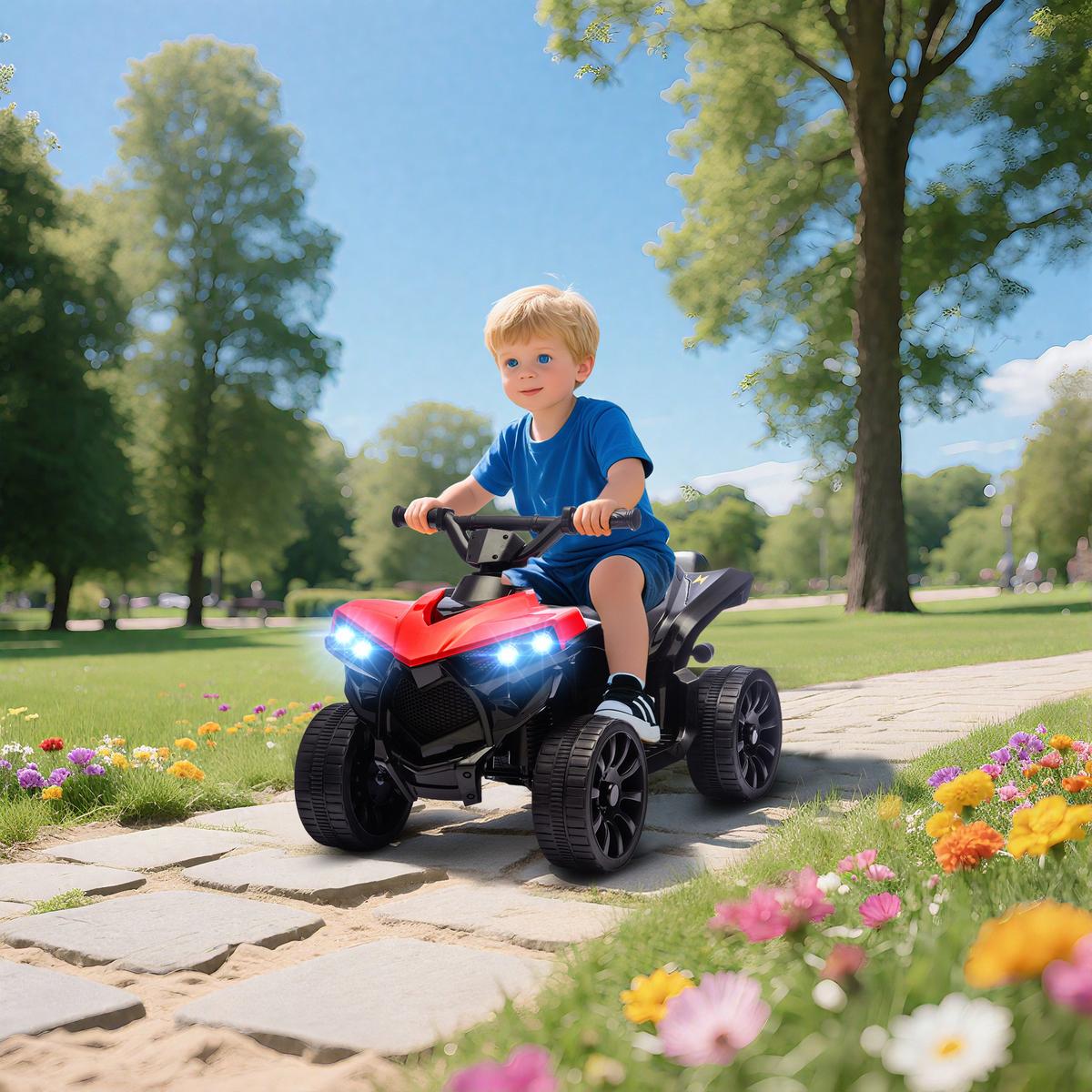 KINDER-ELEKTROQUAD 6V Kinderquad mit Vorwärts-, Rückwärtsfunktion, Musik - Rot, Metall (70/42/45cm) - AIYAPLAY