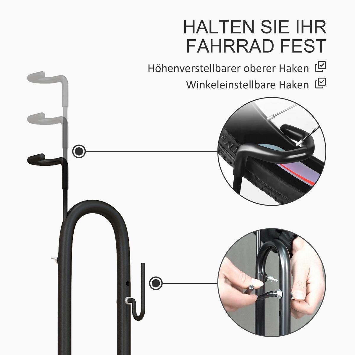 FAHRRADSTÄNDER vertikal und horizontaler Radständer für 700c Fahrräder - Schwarz, Metall (41/121/41cm) - SPORTNOW