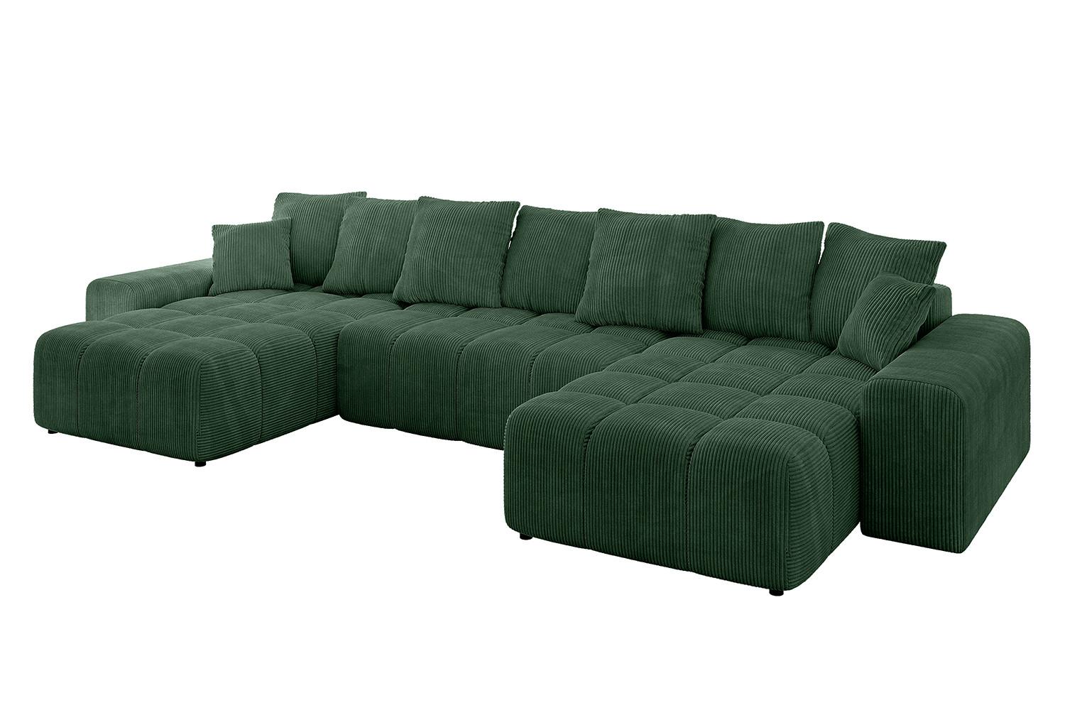 WOHNLANDSCHAFT ENIL-U 401x189x68 Grün Cord - Grün, Holzwerkstoff/Kunststoff (401/68/189cm) - ALTDECOR