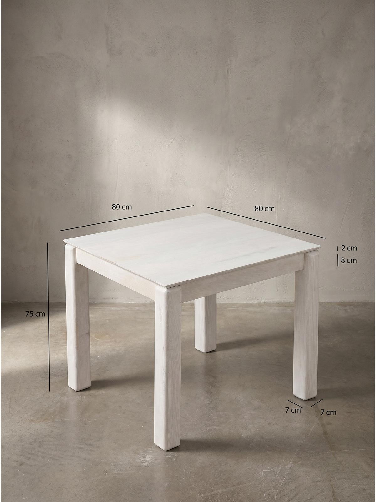 ESSTISCH CHARENTE, Mango Massivholz, Weiß-Mango, 80 x 80 x 75 cm - Weiß, Holz (80/80/75cm) - KADIMA DESIGN