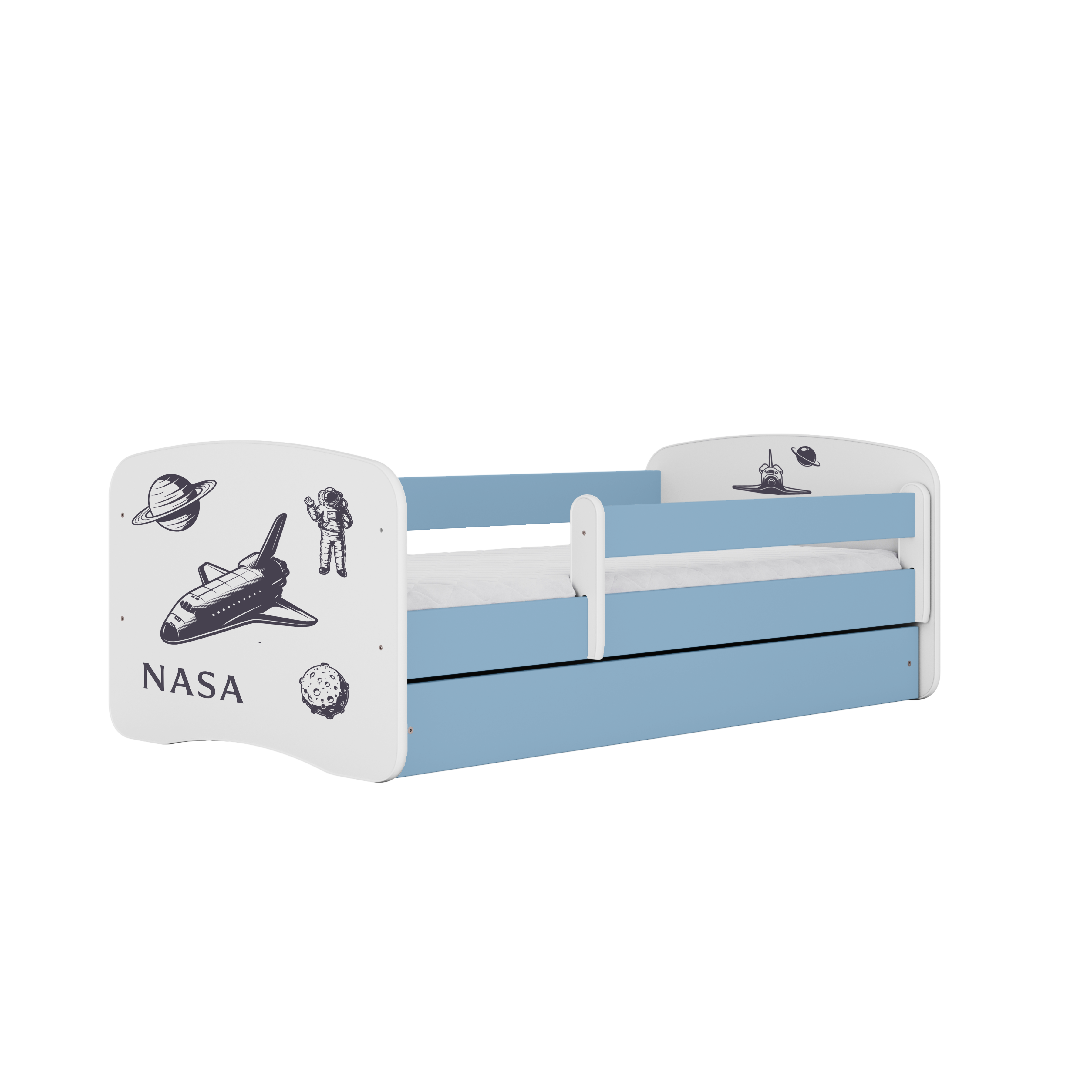 KINDERBETT NASA mit Schublade und Matratze 180/80 - Blau, Holzwerkstoff (80/180cm) - RAUMHIRSCH FURNITURE