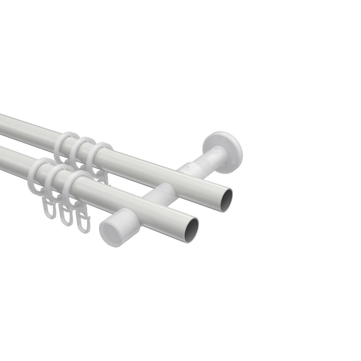 GARDINENSTANGE Prestige Sitra 320 cm (geteilt in 2 x 160 cm), 2-läufig, 20 mm Ø Weiß - Weiß, Metall (320cm) - INTERDECO